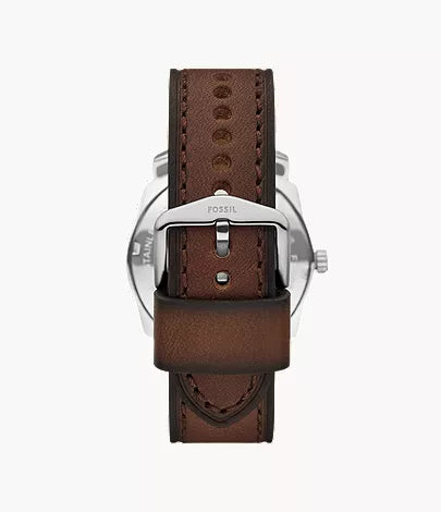 Machine 42mm Three-Hand Date Brown Leather Watch