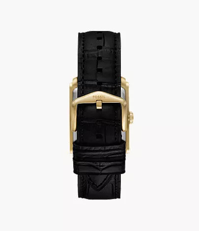 Carraway 30mm Three-Hand Black Croco Leather Watch