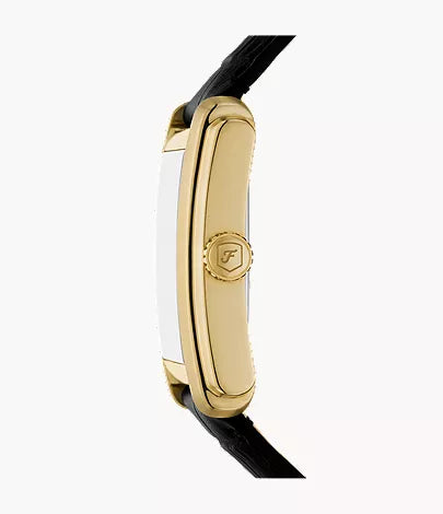Carraway 30mm Three-Hand Black Croco Leather Watch