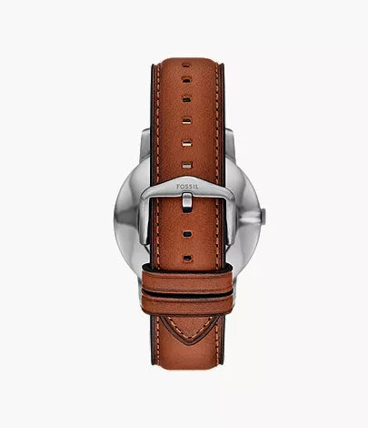 Minimalist 44mm Three-Hand Brown Leather Watch