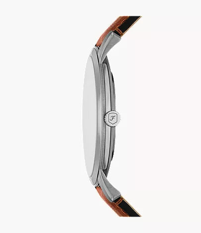 Minimalist 44mm Three-Hand Brown Leather Watch