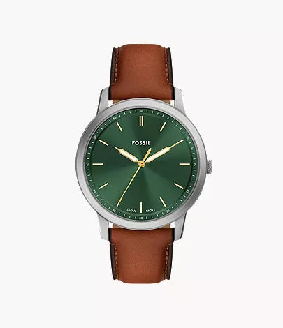 Minimalist 44mm Three-Hand Light Brown Leather Watch Q6