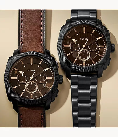 Machine 44mm Chronograph Brown Leather Watch