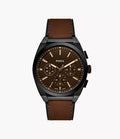 Everett 44mm Chronograph Brown Leather Watch