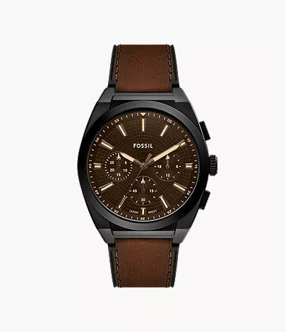 Everett 44mm Chronograph Brown Leather Watch
