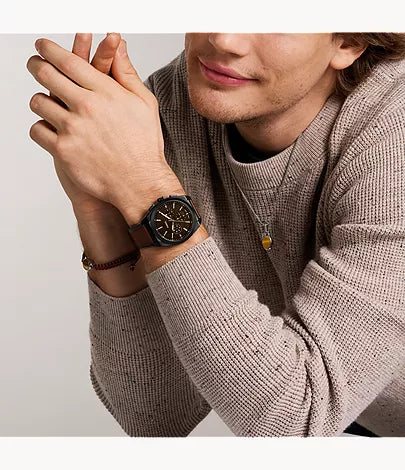 Everett 44mm Chronograph Brown Leather Watch