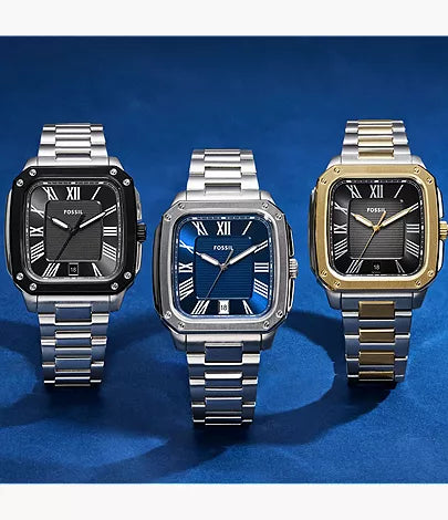 Crosby 42mm Three-Hand Date Stainless Steel Watch