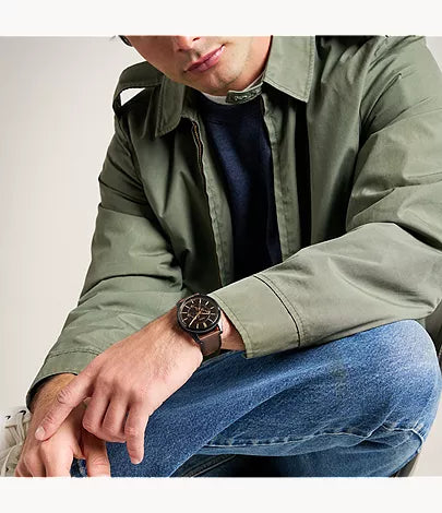 Pearson 42mm Multifunction Brown Leather Watch