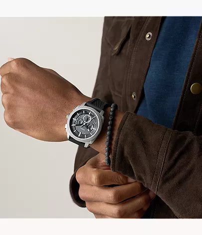 Machine 44mm Chronograph Black Silicone Watch and Bracelet Set