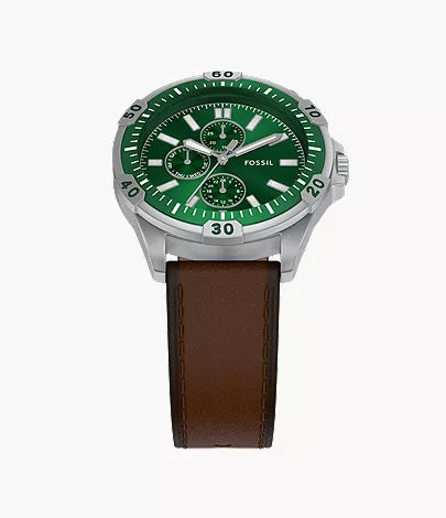 Garrett 44mm Multifunction Brown Leather Watch