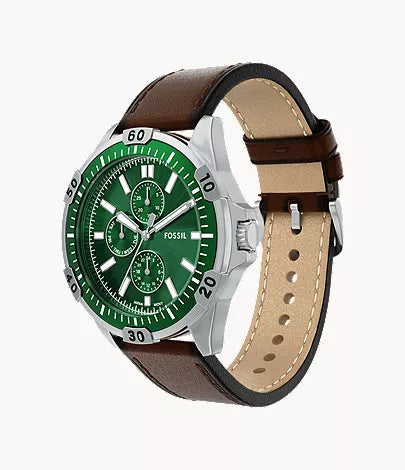 Garrett 44mm Multifunction Brown Leather Watch