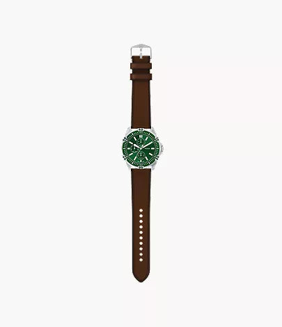 Garrett 44mm Multifunction Brown Leather Watch