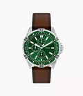 Garrett 44mm Multifunction Brown Leather Watch