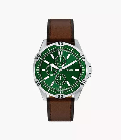 Garrett 44mm Multifunction Brown Leather Watch