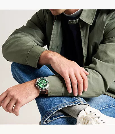 Garrett 44mm Multifunction Brown Leather Watch