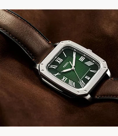 Crosby 42mm Three-Hand Brown Leather Watch