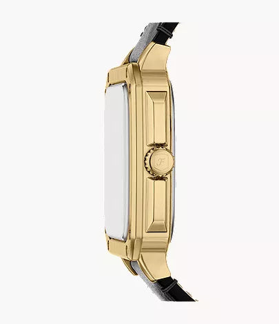 Crosby 42mm Three-Hand Black Leather Watch