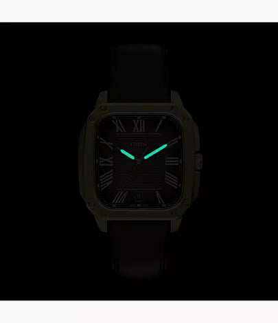 Crosby 42mm Three-Hand Black Leather Watch