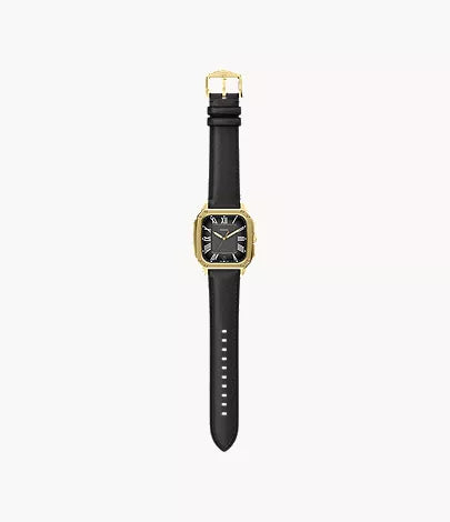 Crosby 42mm Three-Hand Black Leather Watch