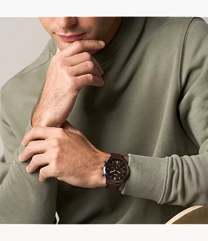 Neutra 44mm Chronograph Brown Leather Watch