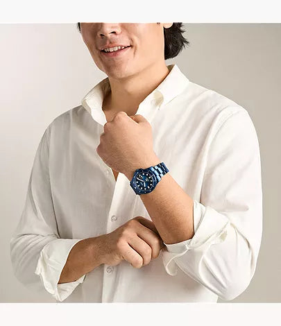 Fossil Blue Dive 42mm Three-Hand Navy Stainless Steel Watch