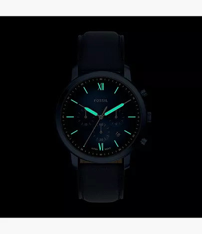 Neutra 44mm Chronograph Navy Leather Watch