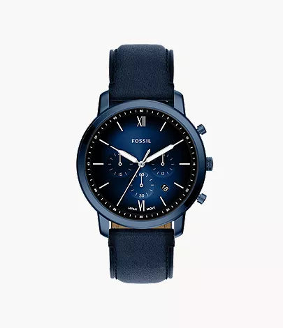 Neutra 44mm Chronograph Navy Leather Watch