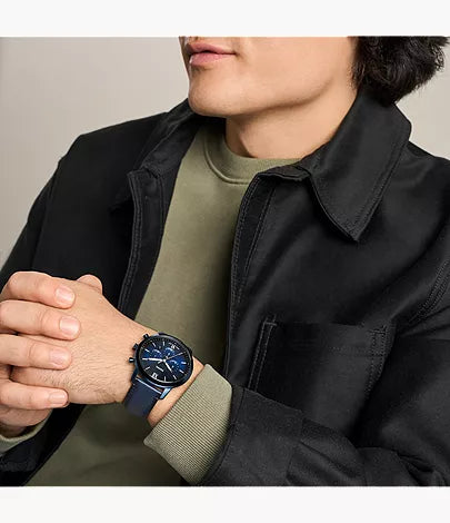 Neutra 44mm Chronograph Navy Leather Watch