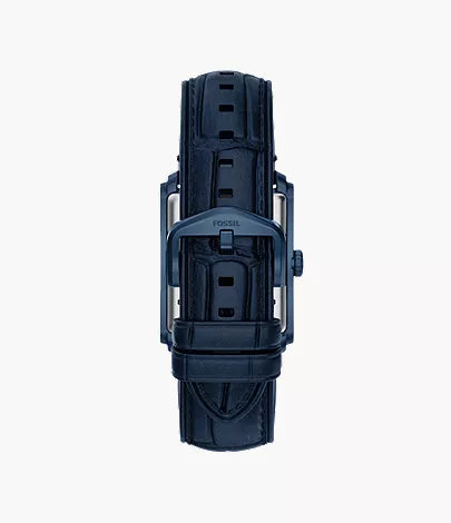 Carraway 30mm Three-Hand Navy Croco Leather Watch
