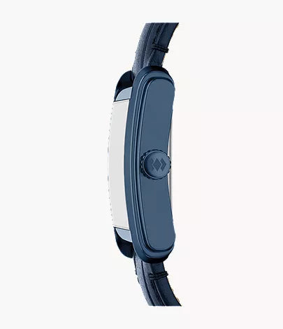 Carraway 30mm Three-Hand Navy Croco Leather Watch
