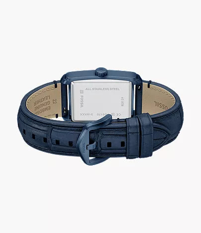Carraway 30mm Three-Hand Navy Croco Leather Watch