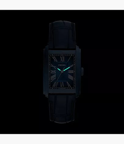 Carraway 30mm Three-Hand Navy Croco Leather Watch