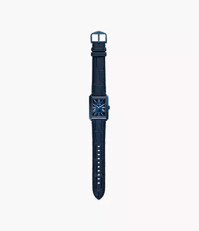 Carraway 30mm Three-Hand Navy Croco Leather Watch