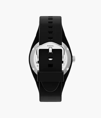Everett 42mm Three-Hand Black Silicone Watch