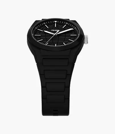 Everett 42mm Three-Hand Black Silicone Watch