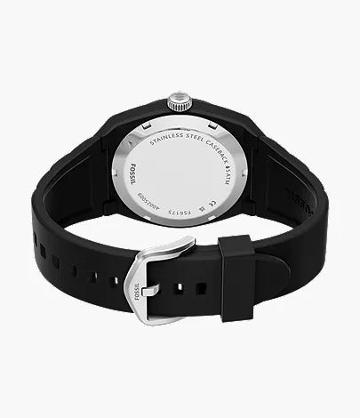 Everett 42mm Three-Hand Black Silicone Watch