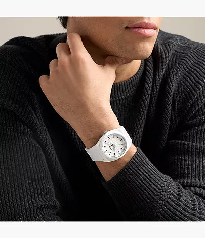 Everett 42mm Three-Hand White Silicone Watch