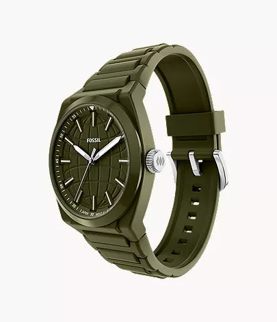 Everett 42mm Three-Hand Olive Silicone Watch