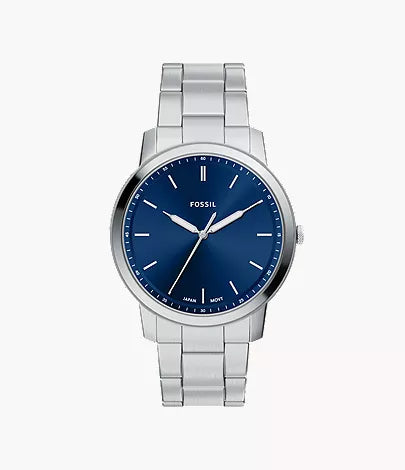 Minimalist 44mm Three-Hand Black Stainless Steel Watch E0
