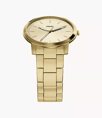 Minimalist 44mm Three-Hand Gold-Tone Stainless Steel Watch