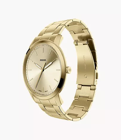 Minimalist 44mm Three-Hand Gold-Tone Stainless Steel Watch