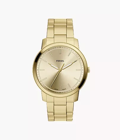 Minimalist 44mm Three-Hand Black Stainless Steel Watch E0