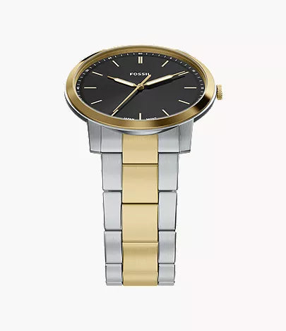 Minimalist 44mm Three-Hand Two-Tone Stainless Steel Watch