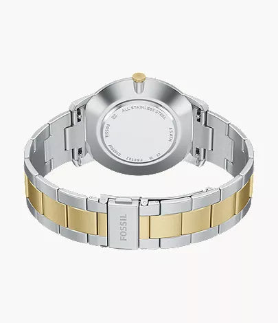 Minimalist 44mm Three-Hand Two-Tone Stainless Steel Watch