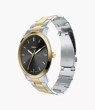 Minimalist 44mm Three-Hand Two-Tone Stainless Steel Watch