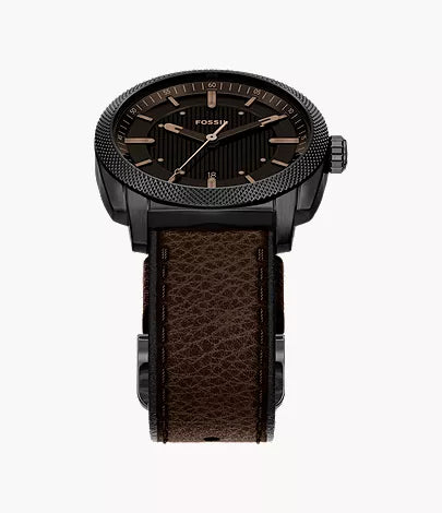Machine 41mm Three-Hand Date Brown Leather Watch