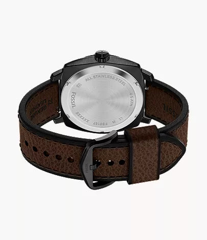 Machine 41mm Three-Hand Date Brown Leather Watch