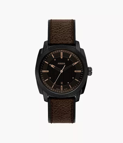 Machine 41mm Three-Hand Date Brown Leather Watch