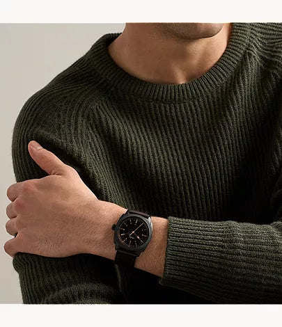 Machine 41mm Three-Hand Date Brown Leather Watch