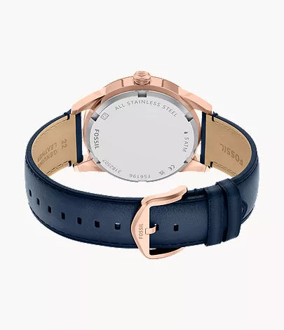 Pearson 42mm Multifunction Navy Leather Watch